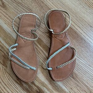 Tan Flat Ankle Greek Sandals
